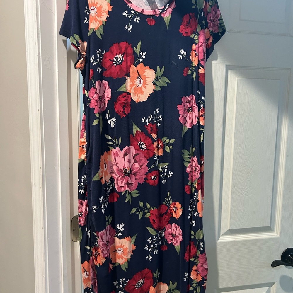 Floral Navy Maternity Dress